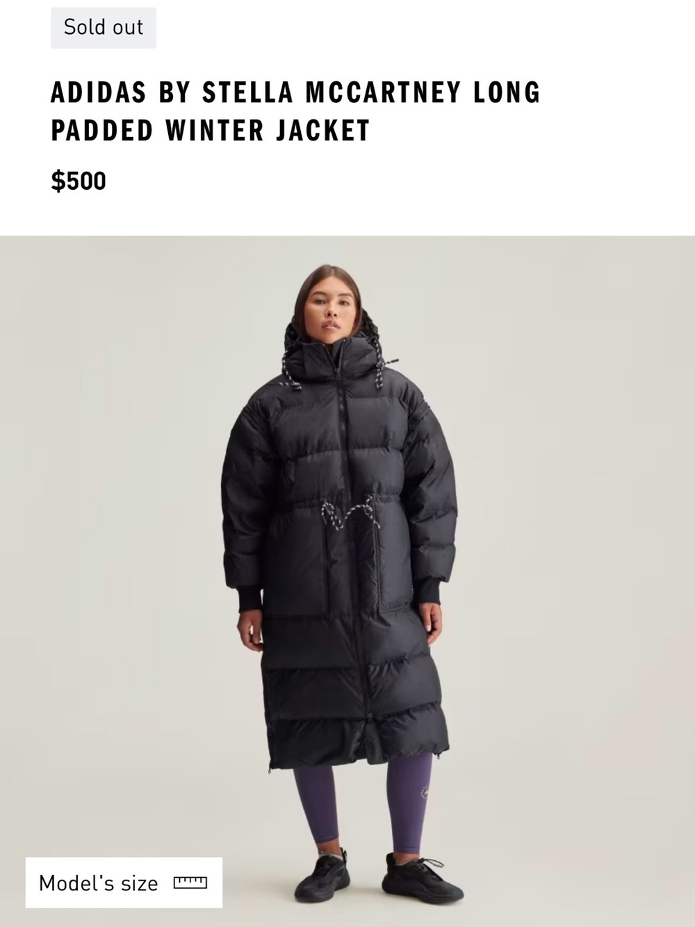 NWT ADIDAS BY STELLA MCCARTNEY LONG PUFFER COAT